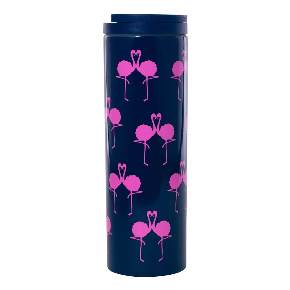 NWT ✨ Lilly Pulitzer Navy Tumbler with Hot Pink Flamingo 🦩 Accents